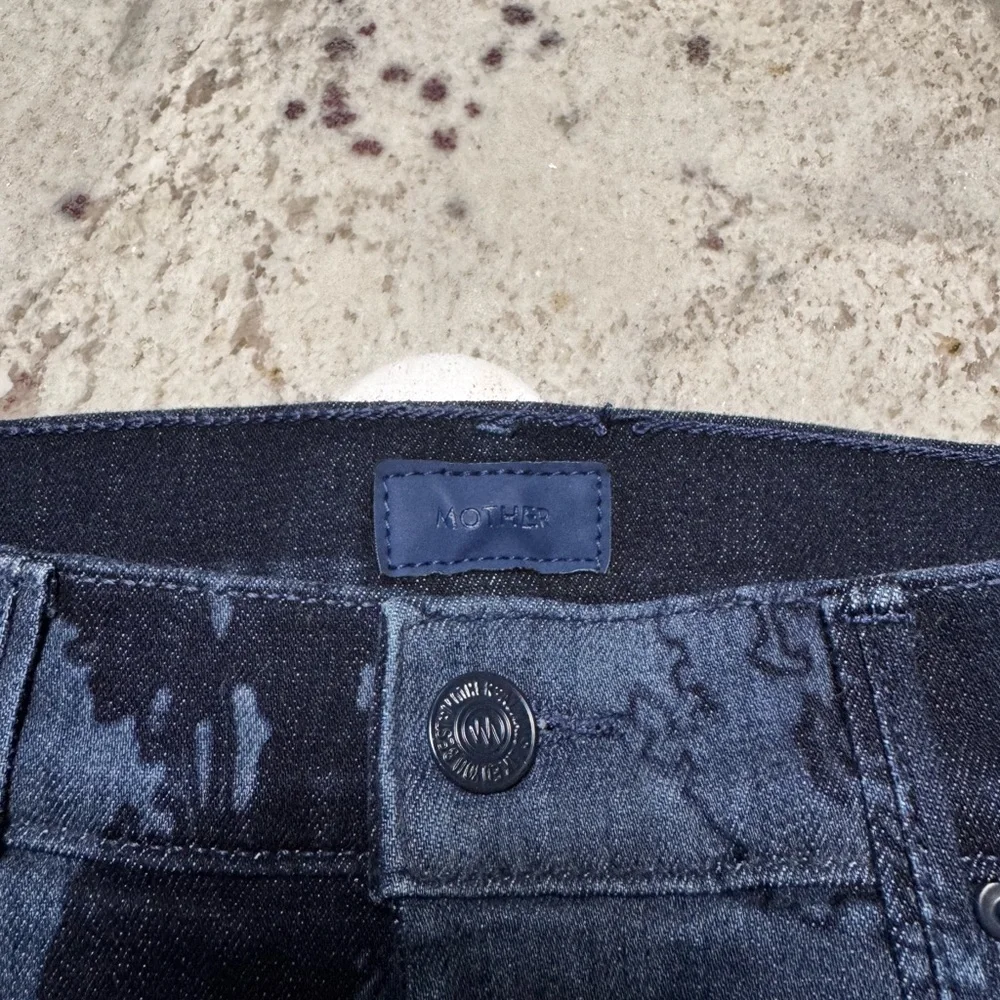 MOTHER Navy Floral Wide-Leg Jeans - Picture 7 of 10